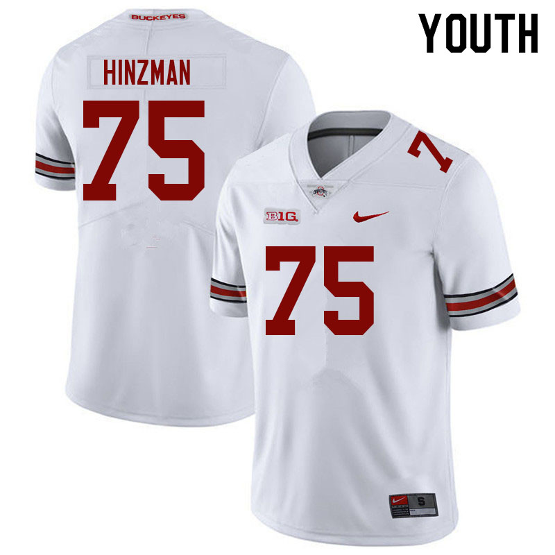 Ohio State Buckeyes Carson Hinzman Youth #75 White Authentic Stitched College Football Jersey